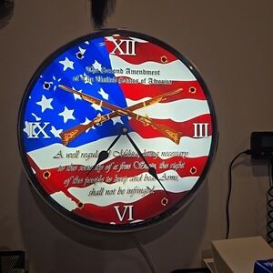 2nd Amendment Lighted Backlit LED Wall Clock